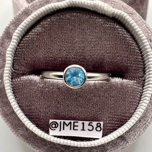 14K White Gold Blue Topaz Ring